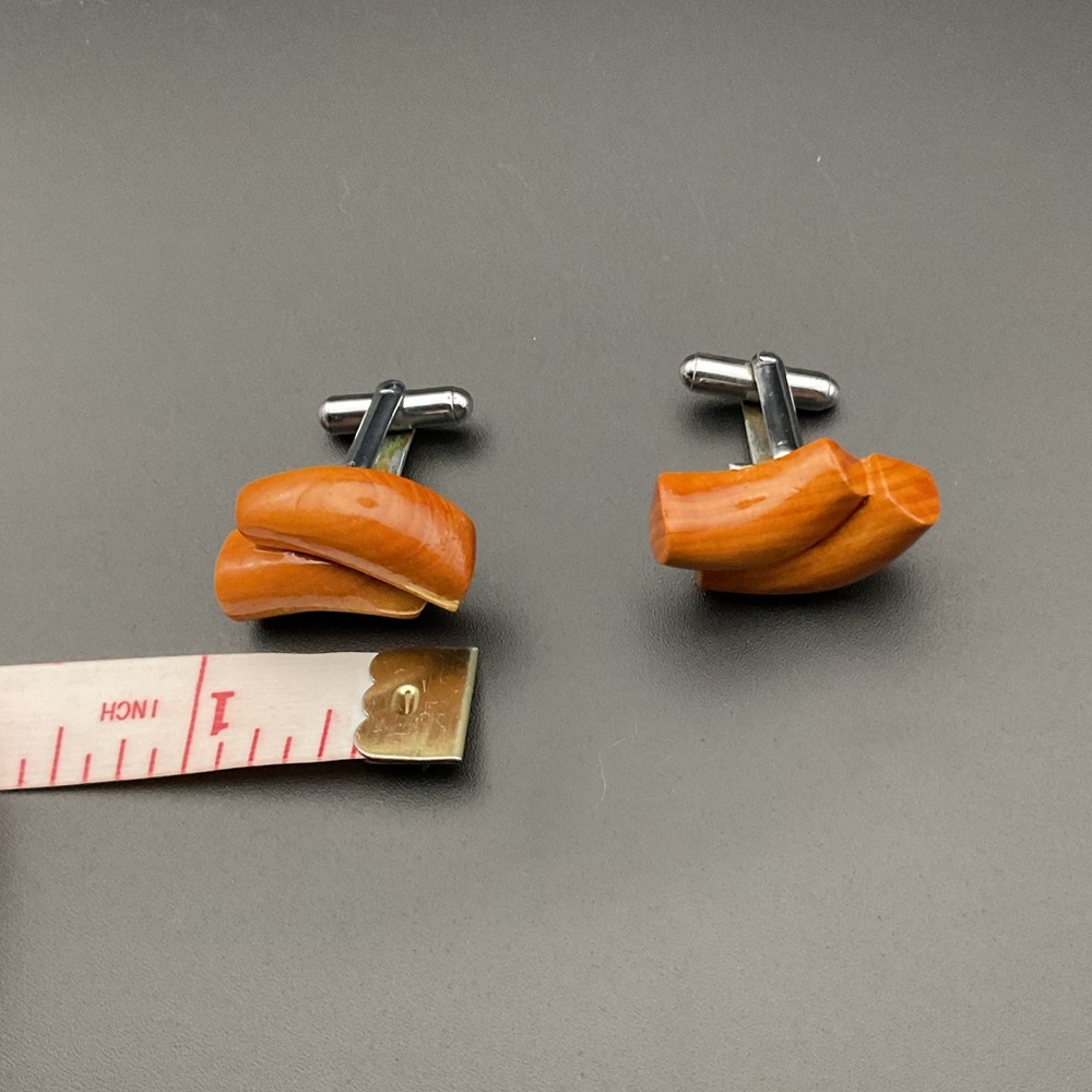 Wood and Silver Tone Cuff Links - Picture 3 of 3